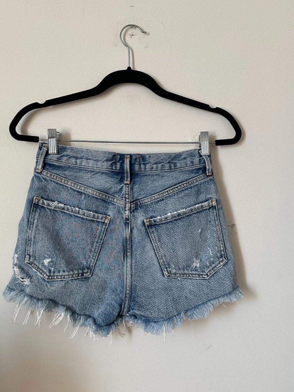 AGOLDE Jaden Cut Off Denim Shorts High Rise Distressed Size 25 - Picture 4 of 9